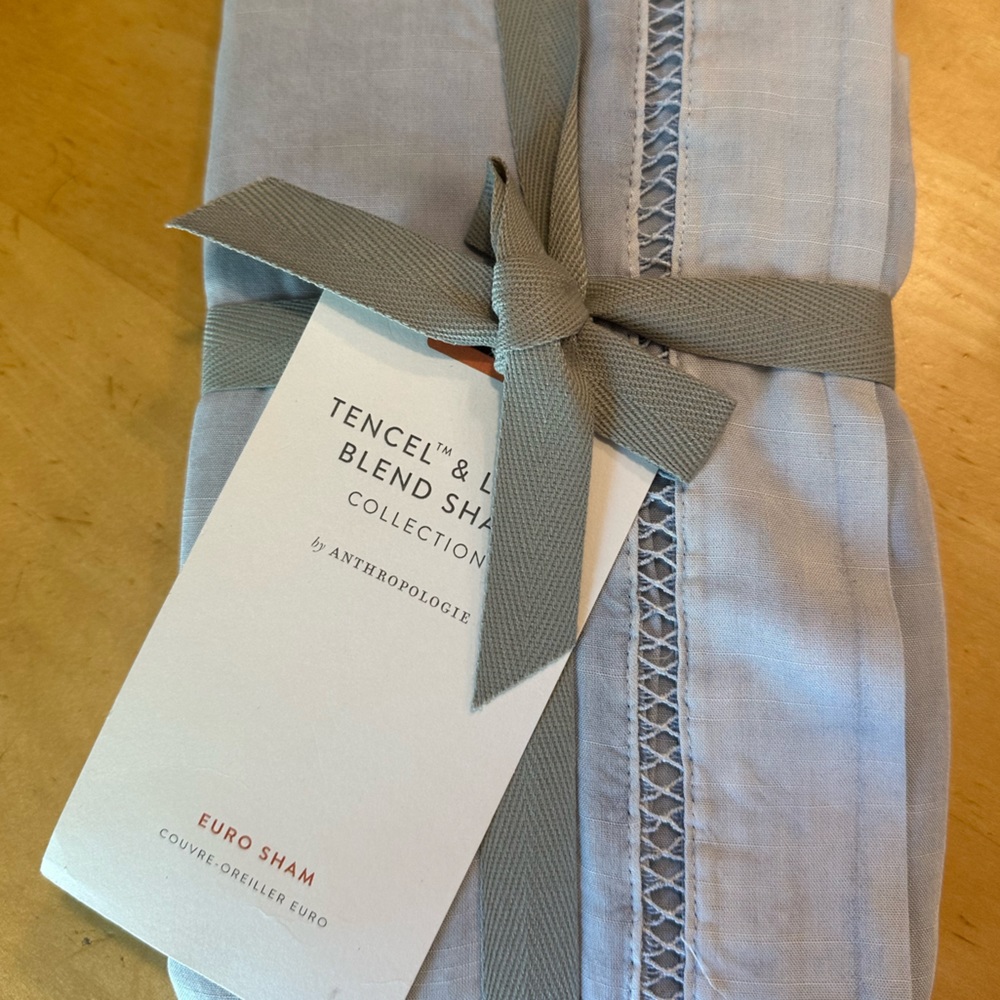 Anthropologie Tencel & Linen Blend Euro Sham, 26” x 26”. Color: Sky - Picture 2 of 2